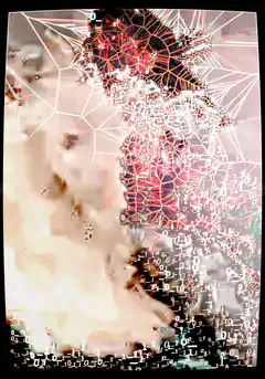 Woman dissolving into binary code