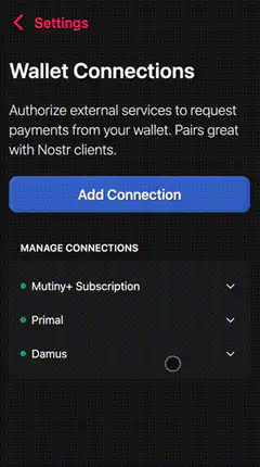 Nostr Wallet Connect Settings