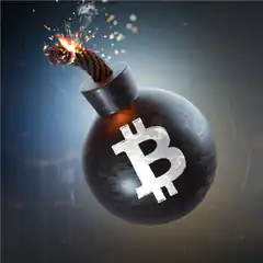 Bitcoin bomb with lit fuse
