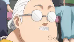 Old man pushes up glasses