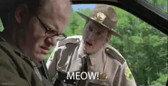 Officer yelling MEOW