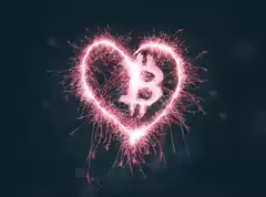 Pink Sparkle Heart Bitcoin Logo