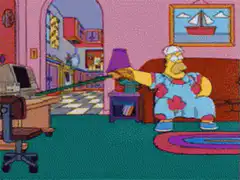 Homer Simpson uses a grabber tool
