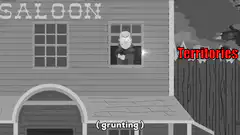 Saloon window grunting man