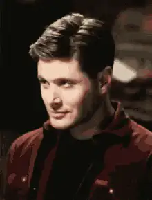 Jensen Ackles smirking and talking