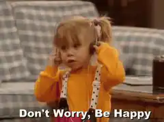 Little girl with headphones Don't Worry Be Happy