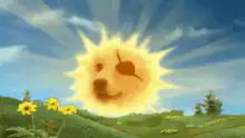 Smiling sun with dog face