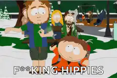 Cartman smoking weed with hippies