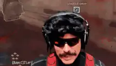 Mustache man in headset pointing
