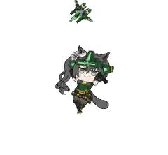 chibi character with green weapons