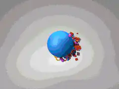 Blue ball covered in colorful shapes