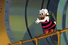 Donald Duck falls from a height