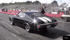 Black muscle car doing a burnout
