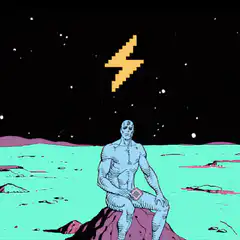 Dr. Manhattan on Mars with lightning