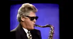 Bill Clinton playing saxophone