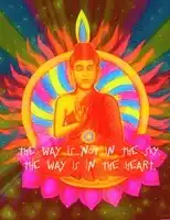 Buddha with rainbow aura and inspirational quote