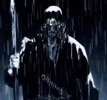 Roronoa Zoro standing in the rain