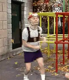 Elmo dancing on Sesame Street