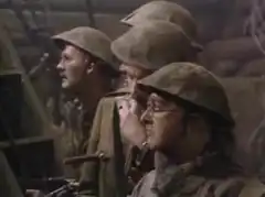 Monty Python soldiers charge over the top