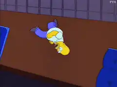 Homer Simpson rolling on the floor