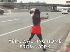 Woman dancing on highway