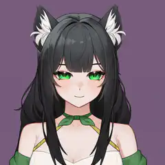 Anime girl with cat ears smiling