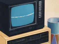 TV screen glitching to pink clouds