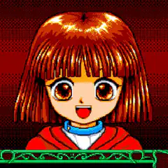 Pixel art girl with big eyes blinking