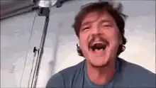 Pedro Pascal laughing and crying