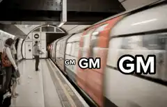 London Underground Train Arriving with GM Text