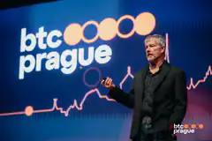 BTC Prague conference speaker on stage