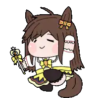 Chibi horse girl waving