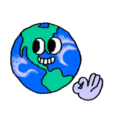 Earth waving with ok sign