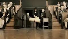 Thomas Jefferson unrolls Declaration of Independence