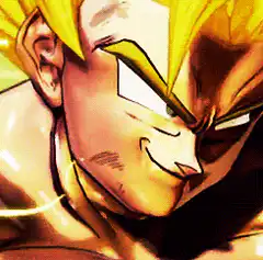 Vegeta smirking with electricity