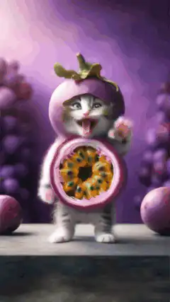 kitten in passion fruit costume