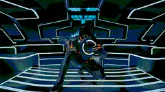 Tron character disintegrating in light