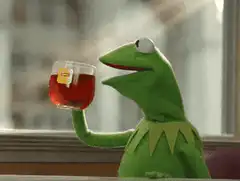 Kermit the Frog drinking tea