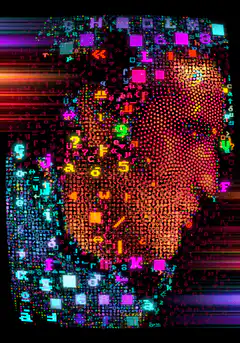 Colorful glitch art face