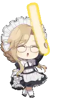 chibi maid holding glowing stick