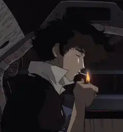 Spike Spiegel lights a cigarette
