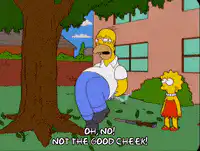 Homer Simpson farting into a tree