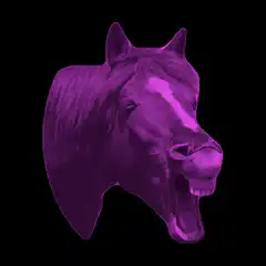 Purple horse head yawning