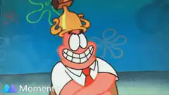 Patrick Star with a burning hat