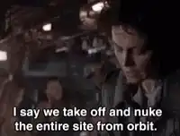 I say we take off and nuke the entire site from orbit
