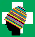 Colorful striped hat on silhouette
