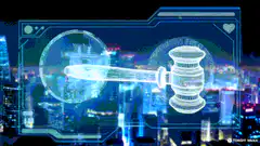 Bitcoin and Gavel Hologram