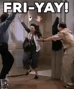 Friends cast celebrating Friday