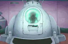 Goku inside a healing pod