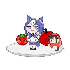 Shizuku-chan and tomato girl on plate